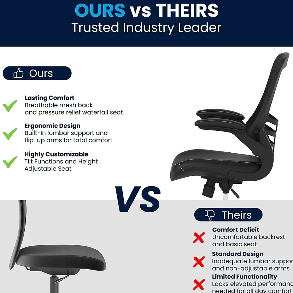 Office Chairs*Flash Furniture Kelista Ergonomic LeatherSoft/Mesh Swivel Mid-Back Task Office Chair, Black (BLX5MLEA)