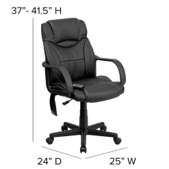 Office Chairs*Flash Furniture Laverne Ergonomic LeatherSoft Swivel Mid-Back Massaging Executive Office Chair, Black (BT2690P)