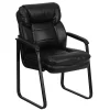 Office Chairs*Flash Furniture Leather Mid Back Executive Side Chair With Sled Base, Black