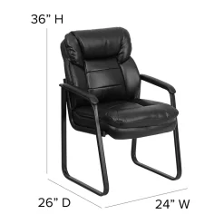Office Chairs*Flash Furniture Leather Mid Back Executive Side Chair With Sled Base, Black