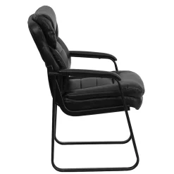 Office Chairs*Flash Furniture Leather Mid Back Executive Side Chair With Sled Base, Black