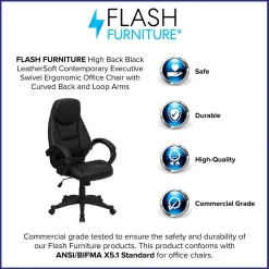 Office Chairs*Flash Furniture Leonard Ergonomic LeatherSoft Swivel High Back Executive Office Chair, Black (HHLC0005HI1B)