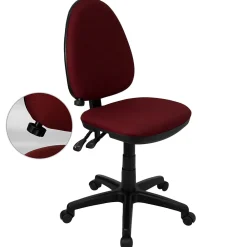 Office Chairs*Flash Furniture Linus Armless Ergonomic Fabric Swivel Mid-Back Multifunction Task Office Chair, Burgundy (WLA654MGBY)