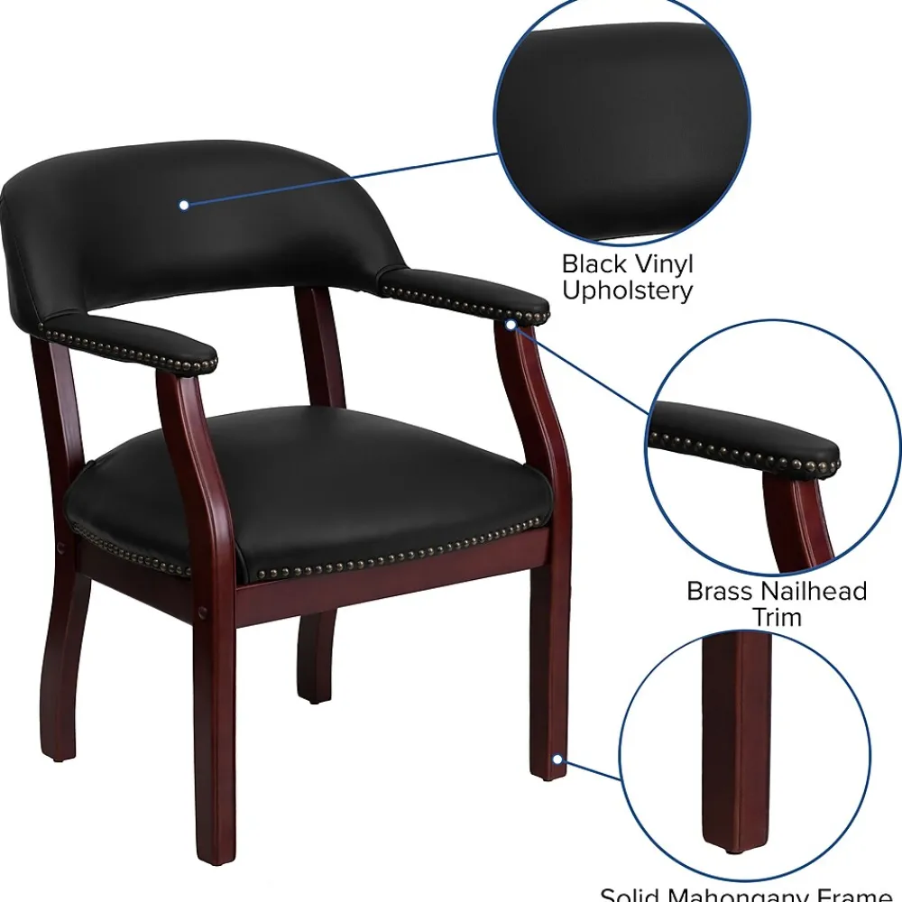 Office Chairs*Flash Furniture Luxurious Vinyl Conference Chair, Black and Mahogany (BZ105BLK)
