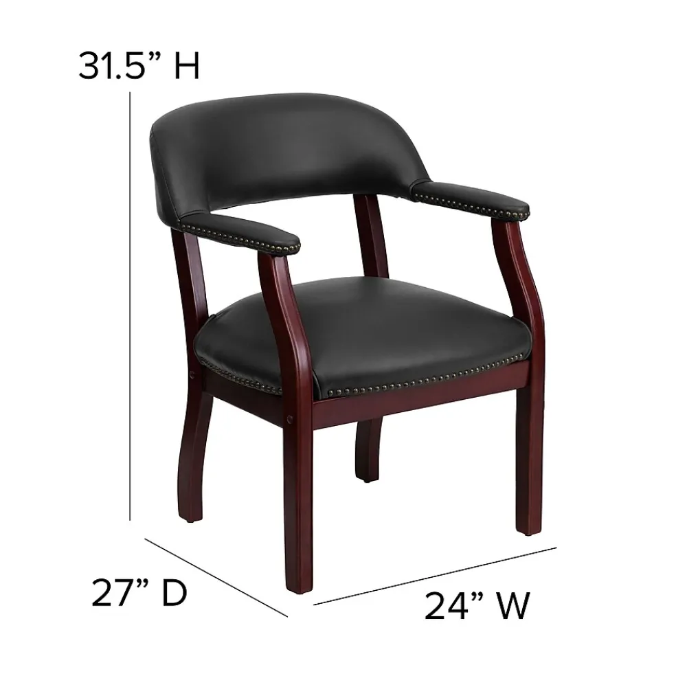 Office Chairs*Flash Furniture Luxurious Vinyl Conference Chair, Black and Mahogany (BZ105BLK)