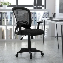 Office Chairs*Flash Furniture Manny Ergonomic Mesh Swivel Mid-Back Task Office Chair, Black (HL0007)