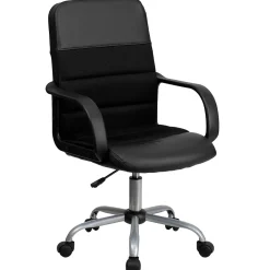 Office Chairs*Flash Furniture Manor Ergonomic LeatherSoft/Mesh Swivel Mid-Back Task Office Chair, Black (LFW61B2)
