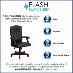 Office Chairs*Flash Furniture Martha Washington LeatherSoft Swivel Executive Office Chair, Black (801LLF05BKLEA)