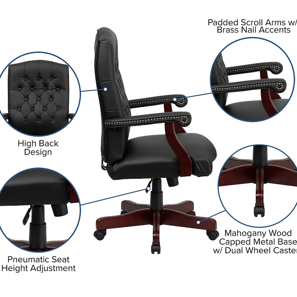 Office Chairs*Flash Furniture Martha Washington LeatherSoft Swivel Executive Office Chair, Black (801LLF05BKLEA)