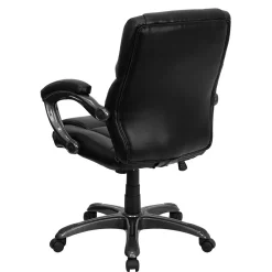 Office Chairs*Flash Furniture Megan Ergonomic LeatherSoft Swivel Mid-Back Overstuffed Task Office Chair, Black (GO724MBKLEA)