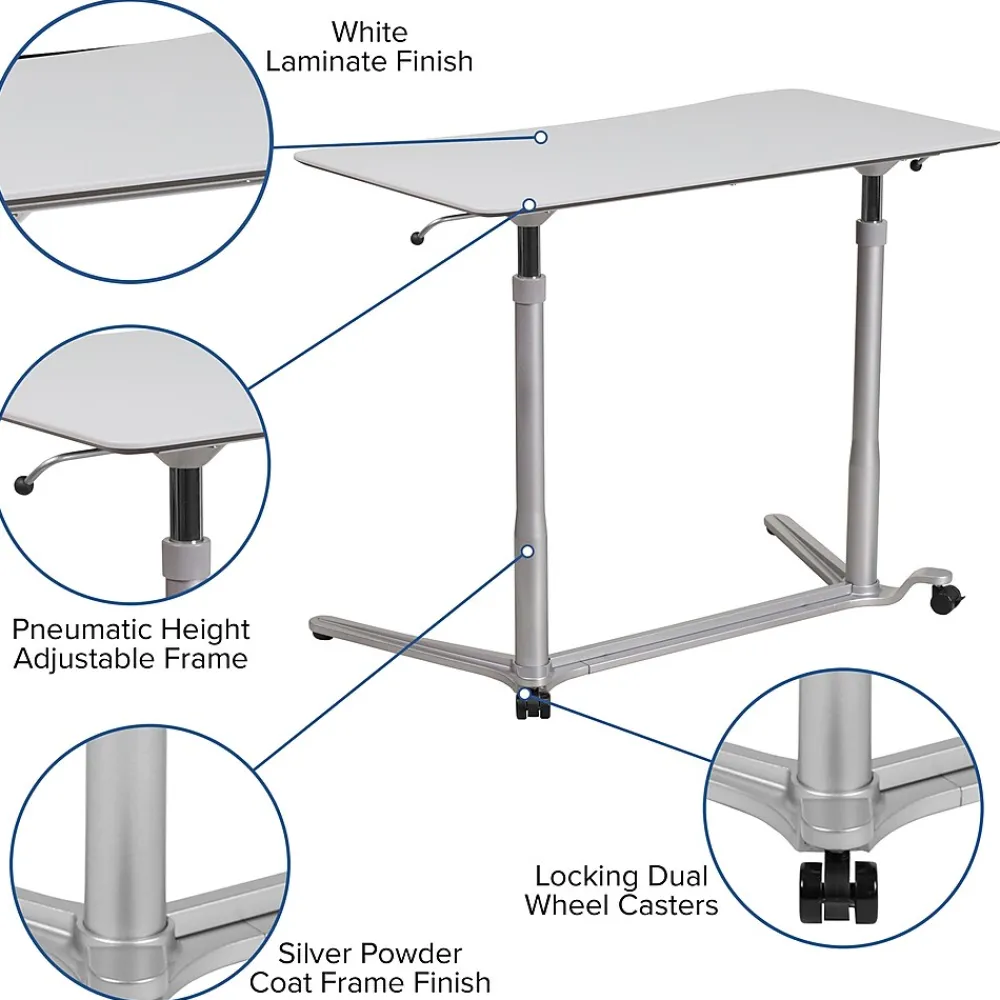 Standing Desks*Flash Furniture Merritt 37"W Rectangular Adjustable Standing Computer Desk, Light Gray (NANIP61)
