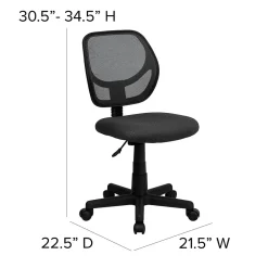 Office Chairs*Flash Furniture Neri Armless Ergonomic Mesh Swivel Low Back Task Office Chair, Gray (WA3074GY)