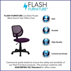 Office Chairs*Flash Furniture Neri Armless Ergonomic Mesh Swivel Low Back Task Office Chair, Purple (WA3074PUR)