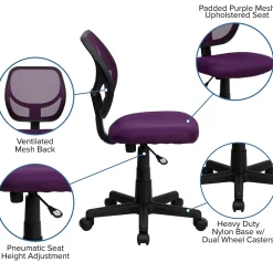 Office Chairs*Flash Furniture Neri Armless Ergonomic Mesh Swivel Low Back Task Office Chair, Purple (WA3074PUR)