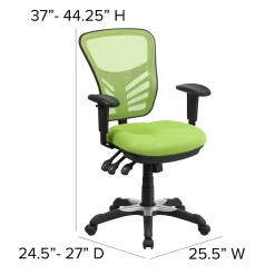 Ergonomic Chairs*Flash Furniture Nicholas Ergonomic Mesh Swivel Mid-Back Multifunction Executive Office Chair, (HL0001GN) Green