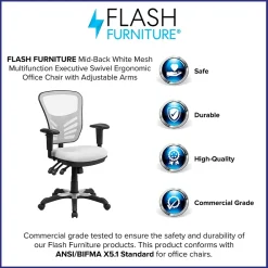 Ergonomic Chairs*Flash Furniture Nicholas Ergonomic Mesh Swivel Mid-Back Multifunction Executive Office Chair, (HL0001WH) White