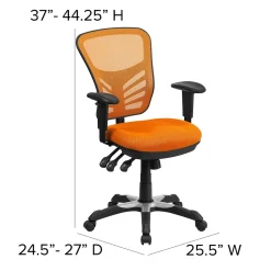Ergonomic Chairs*Flash Furniture Nicholas Ergonomic Mesh Swivel Mid-Back Multifunction Executive Office Chair, (HL0001OR) Orange