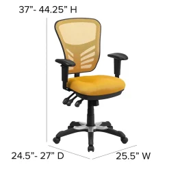 Ergonomic Chairs*Flash Furniture Nicholas Ergonomic Mesh Swivel Mid-Back Multifunction Executive Office Chair, (HL0001YEL) Yellow-Orange
