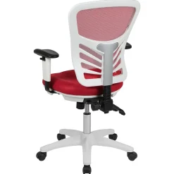Ergonomic Chairs*Flash Furniture Nicholas Ergonomic Mesh Swivel Mid-Back Multifunction Executive Office Chair, (HL0001WHRED) Red/White Frame