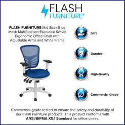 Ergonomic Chairs*Flash Furniture Nicholas Ergonomic Mesh Swivel Mid-Back Multifunction Executive Office Chair, (HL0001WHBLUE) Blue/White Frame