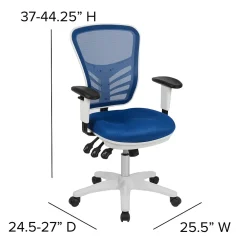 Ergonomic Chairs*Flash Furniture Nicholas Ergonomic Mesh Swivel Mid-Back Multifunction Executive Office Chair, (HL0001WHBLUE) Blue/White Frame