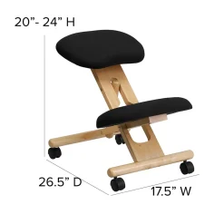 Office Chairs*Flash Furniture Posey Armless Ergonomic Fabric/Wood Mobile Kneeling Office Chair, Black (WLSB210)
