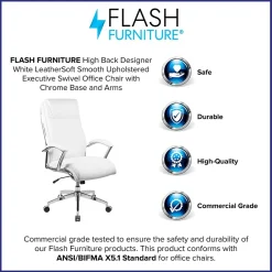 Office Chairs*Flash Furniture Rebecca LeatherSoft Swivel High Back Executive Office Chair, White (GO2192WH)