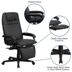 Office Chairs*Flash Furniture Robert Ergonomic LeatherSoft Swivel High Back Executive Reclining Office Chair, Black (BT70172BK)