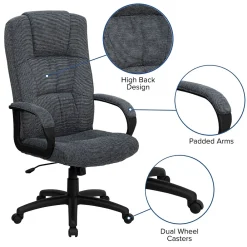 Office Chairs*Flash Furniture Rochelle Fabric Swivel High Back Executive Office Chair, Gray (BT9022BK)
