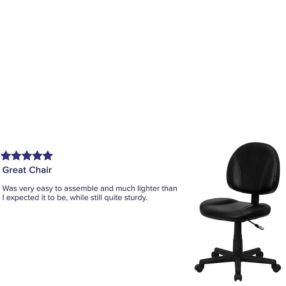 Office Chairs*Flash Furniture Ronald Armless Ergonomic LeatherSoft Swivel Mid-Back Task Office Chair, Black (BT688BK)
