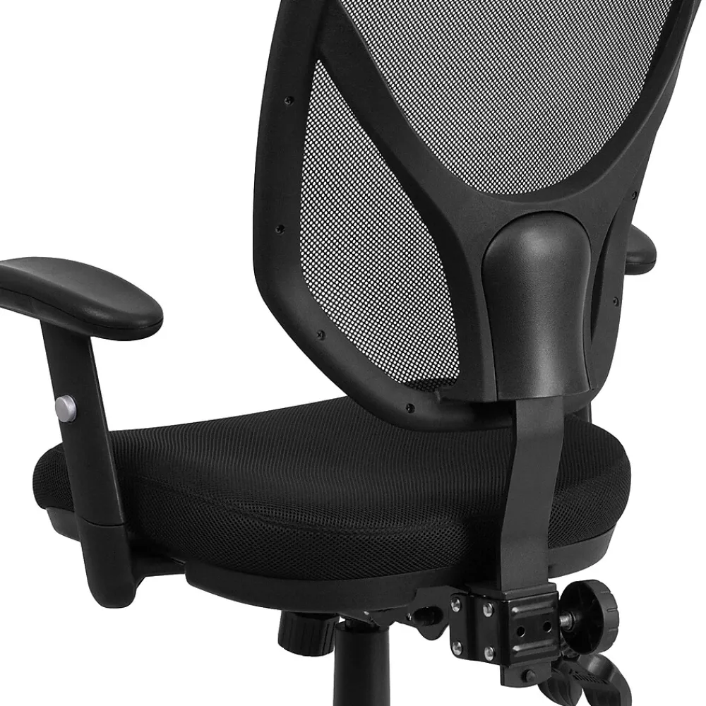 Office Chairs*Flash Furniture Sam Ergonomic Mesh Swivel Mid-Back Multifunction Task Office Chair, Black (GOWY89)