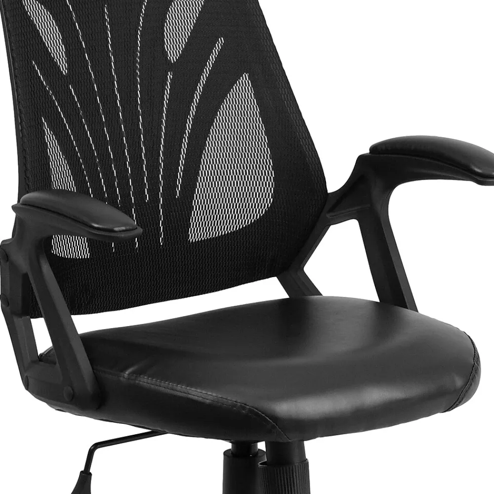 Office Chairs*Flash Furniture Sam Ergonomic LeatherSoft/Mesh Swivel Mid-Back Task Office Chair, Black (GOWY82LEA)