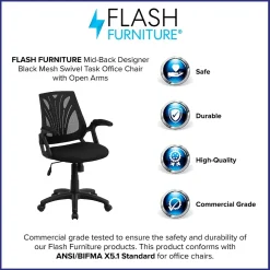 Office Chairs*Flash Furniture Sam Ergonomic Mesh Swivel Mid-Back Task Office Chair, Black (GOWY82)