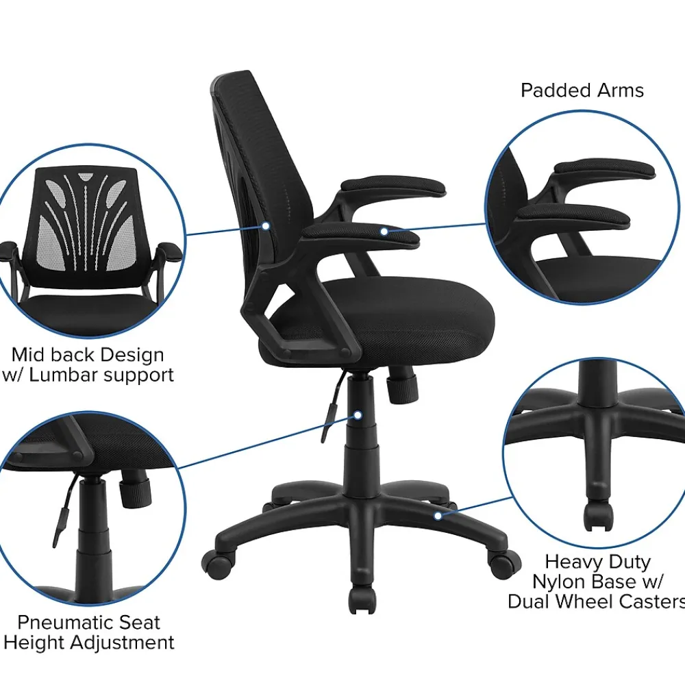 Office Chairs*Flash Furniture Sam Ergonomic Mesh Swivel Mid-Back Task Office Chair, Black (GOWY82)
