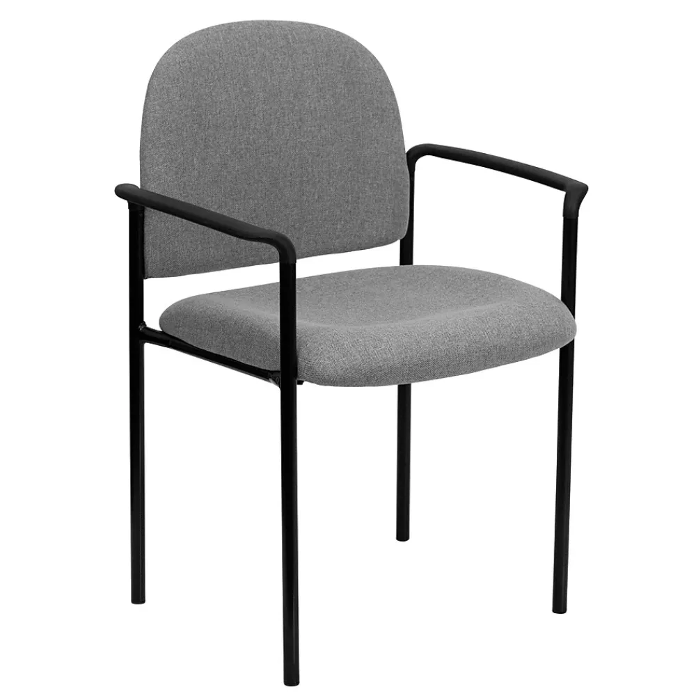 Folding & Stacking*Flash Furniture Tiffany Fabric Stackable Side Reception Chair with Arms, Gray (BT5161GY)