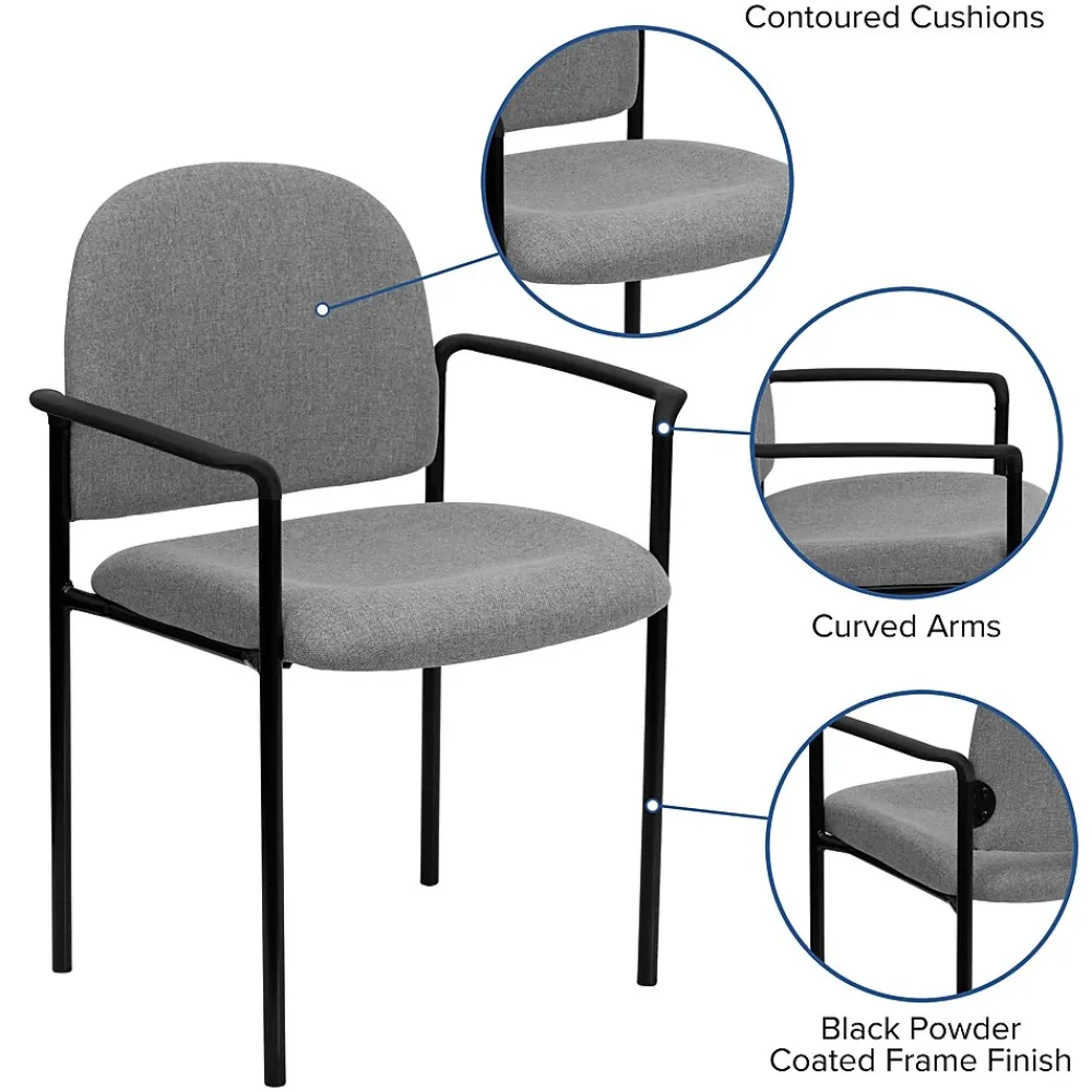 Folding & Stacking*Flash Furniture Tiffany Fabric Stackable Side Reception Chair with Arms, Gray (BT5161GY)