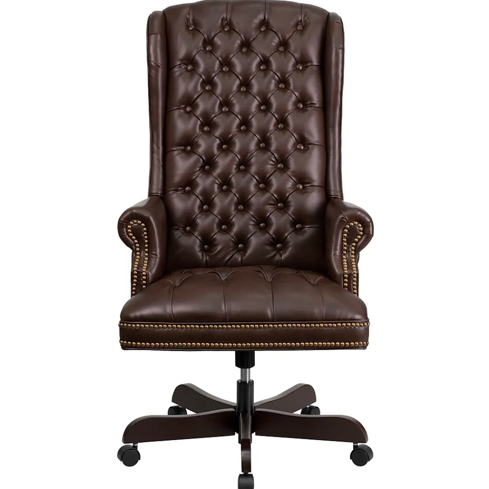 Office Chairs*Flash Furniture Turner Ergonomic LeatherSoft Swivel High Back Fully Tufted Executive Office Chair, Brown (CI360BRN)