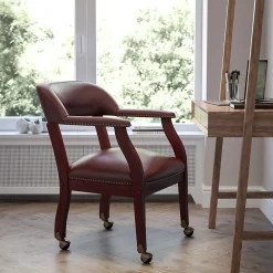 Office Chairs*Flash Furniture Vinyl Mid Back Luxurious Conference Chair With Casters, Oxblood