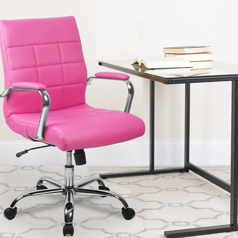 Office Chairs*Flash Furniture Vivian Vinyl Swivel Mid-Back Executive Office Chair, Pink (GO2240PK)