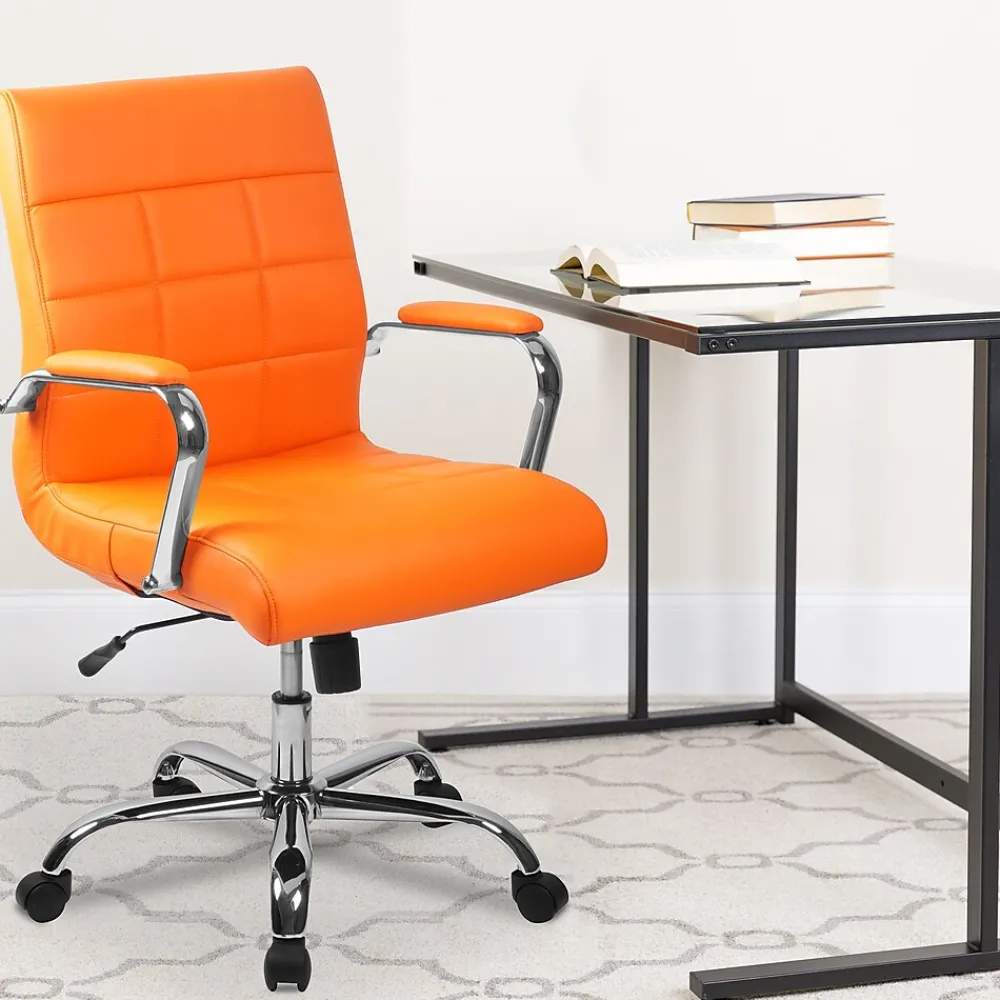 Office Chairs*Flash Furniture Vivian Vinyl Swivel Mid-Back Executive Office Chair, Orange (GO2240ORG)