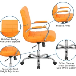 Office Chairs*Flash Furniture Vivian Vinyl Swivel Mid-Back Executive Office Chair, Orange (GO2240ORG)