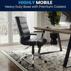 Office Chairs*Flash Furniture Whitney Ergonomic LeatherSoft Swivel Mid-Back Executive Office Chair, Black/Chrome (GO2286MBK)