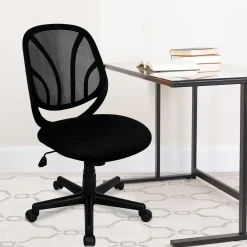 Office Chairs*Flash Furniture Y-GO Office Armless Ergonomic Mesh Swivel Mid-Back Task Office Chair, Black (GOWY05)