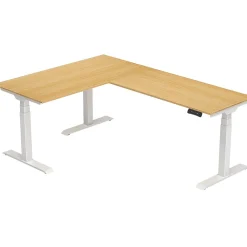 Standing Desks*FlexiSpot E7 76"W Electric L-Shaped Adjustable Top Standing Desk, White (E7LW557624BAM) Bamboo