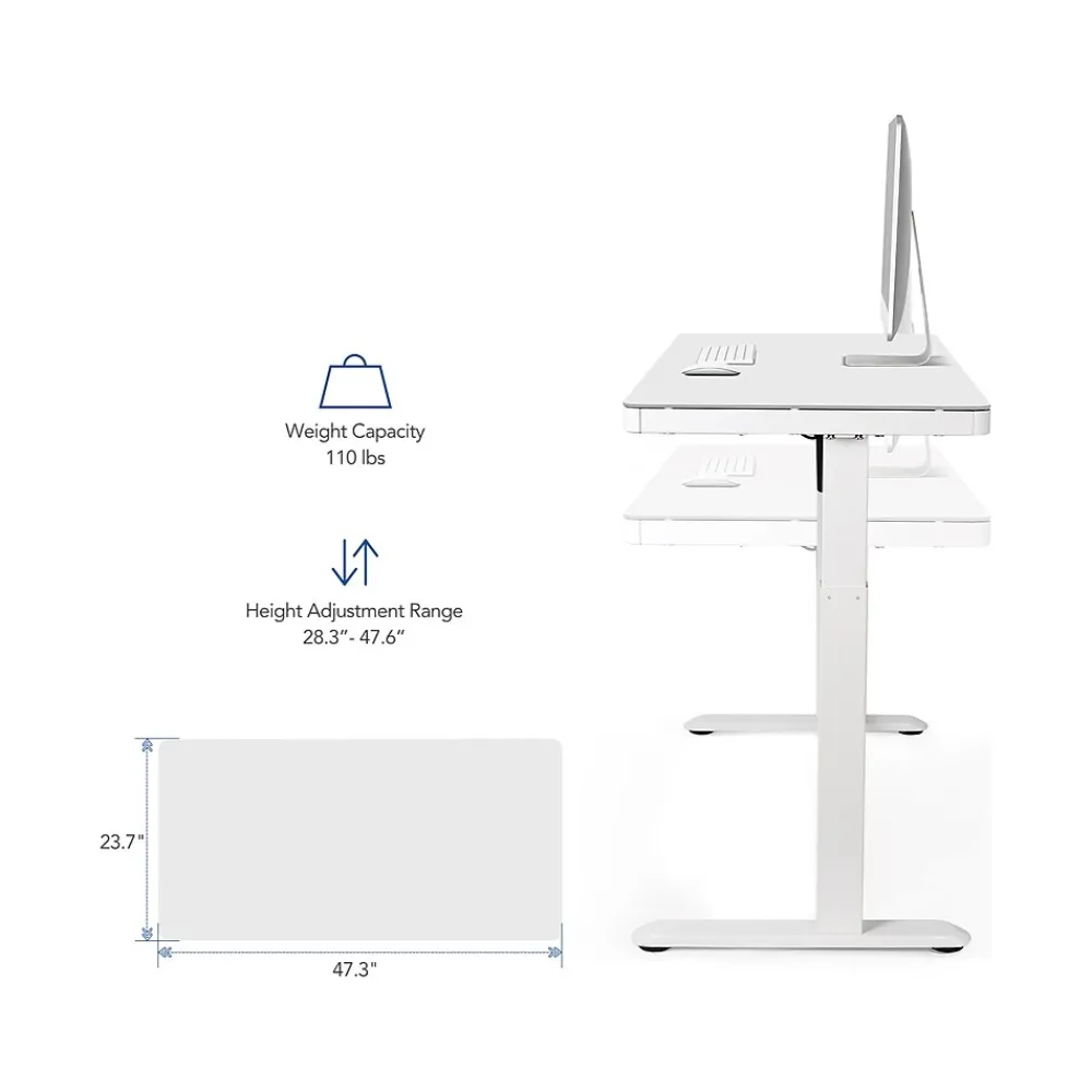 Standing Desks*FlexiSpot EW8 48"W Rectangular Adjustable Metal Standing Desk, (EW8W) White