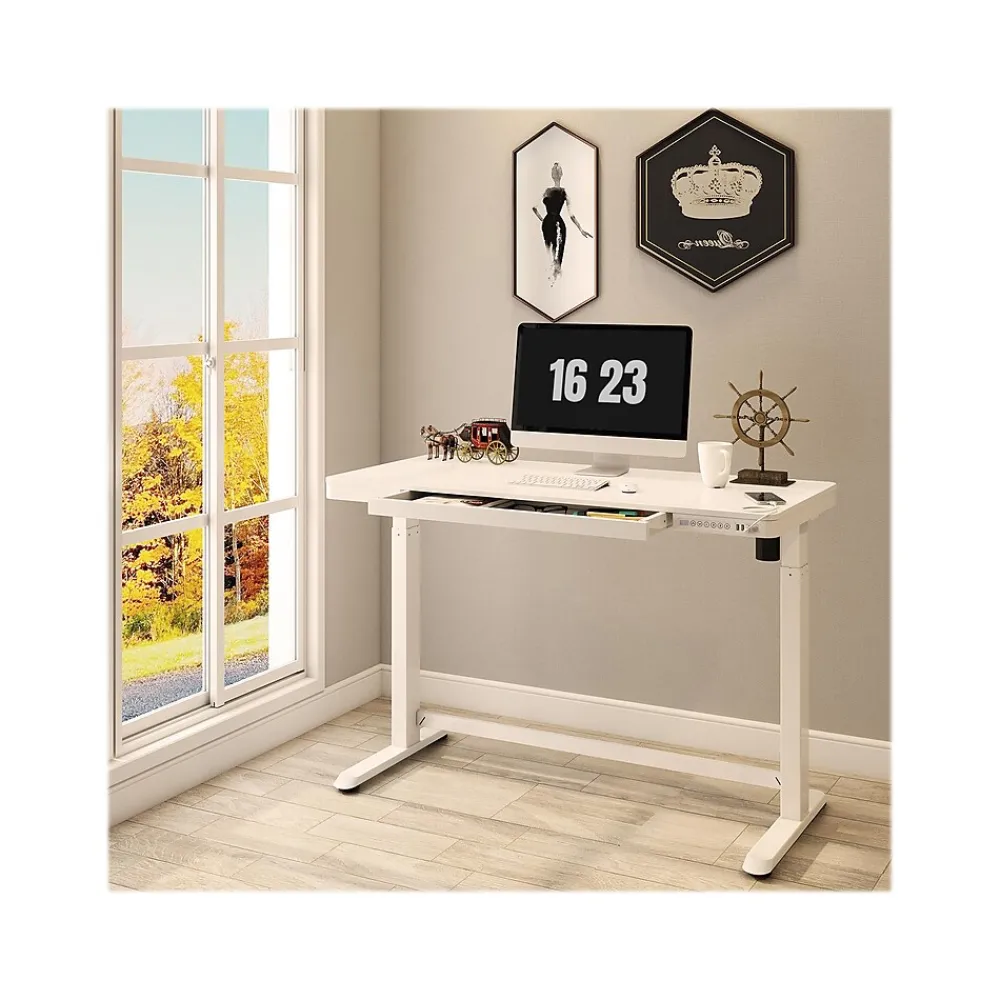 Standing Desks*FlexiSpot EW8 48"W Rectangular Adjustable Metal Standing Desk, (EW8W) White