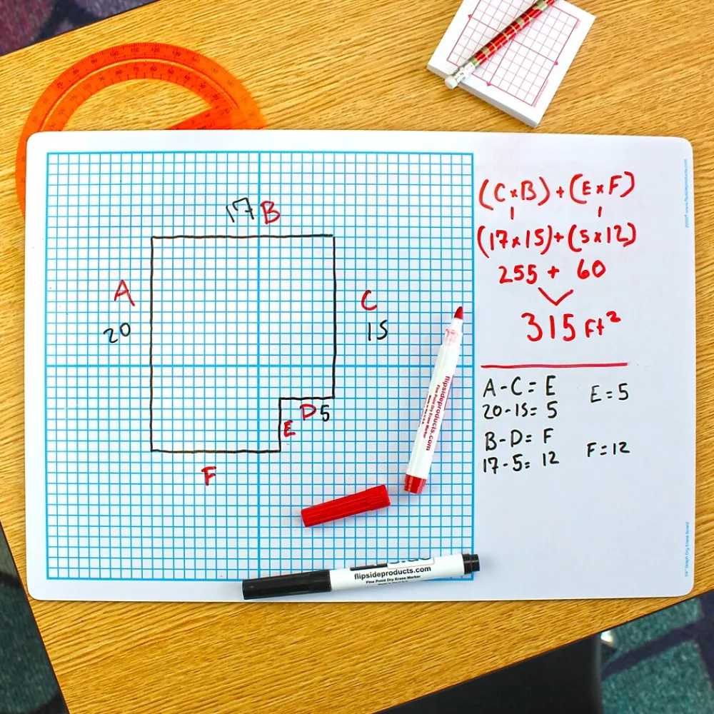 Dry Erase*Flipside Dry Erase Base Ten Grid Boards, 12/Pack (11261)