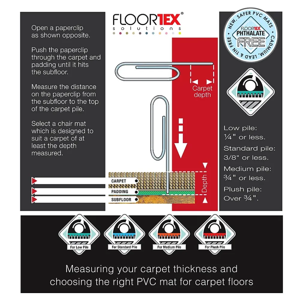 Chair Mats*Floortex Advantagemat Carpet Chair Mat, 48" x 118", Designed for Low-Pile Carpet, Clear PVC (FR1130025EV)