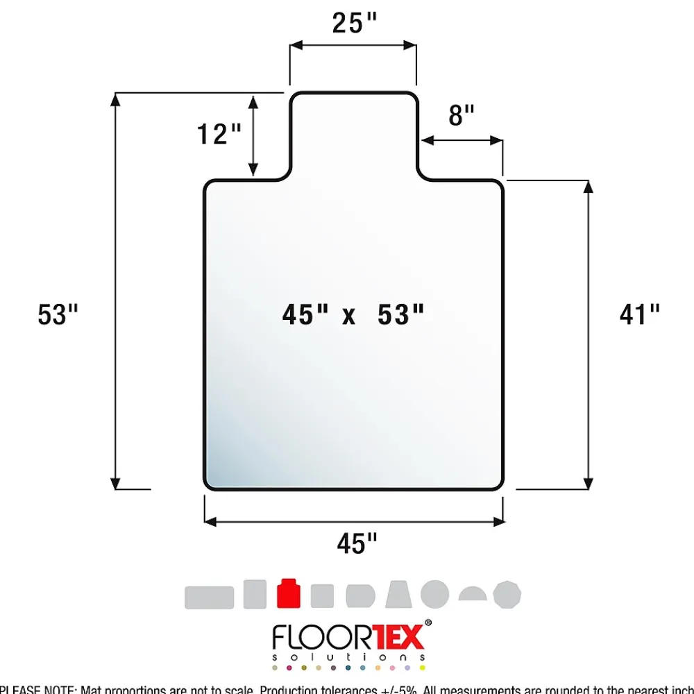 Chair Mats*Floortex Advantagemat Hard Floor Chair Mat with Lip, 45" x 53", Black Vinyl (FR124553HLBV)