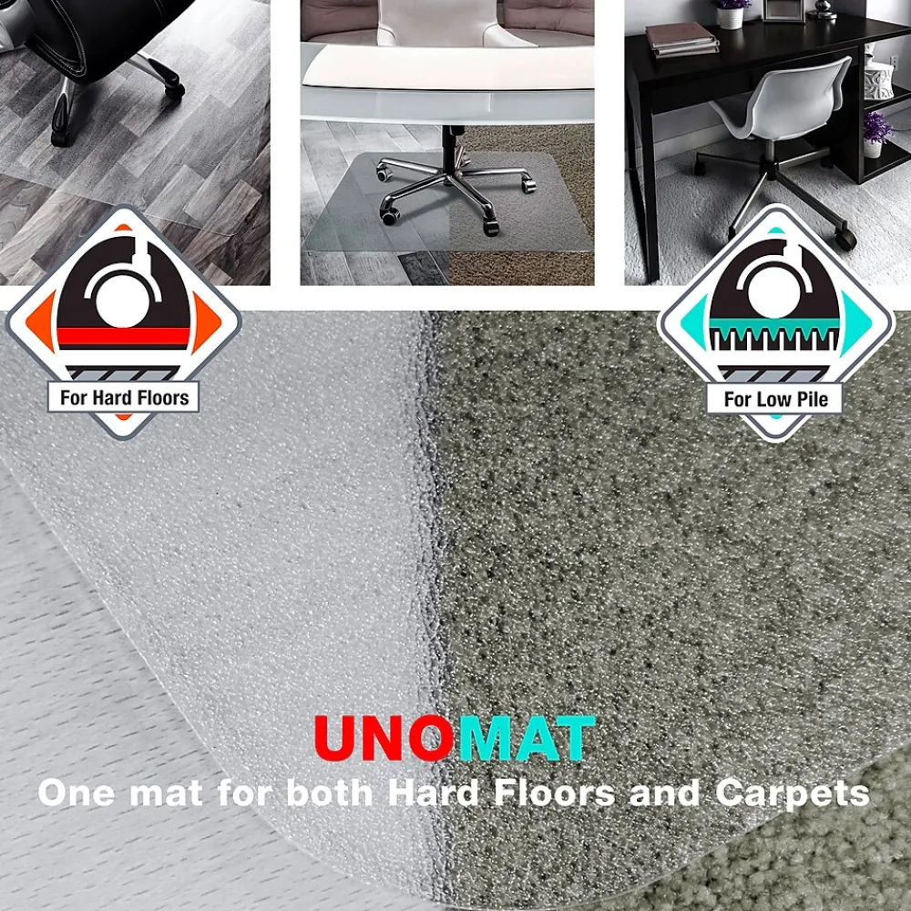 Chair Mats*Floortex Cleartex Unomat Carpet & Hard Floor Chair Mat with Lip, 35" x 47", Low-Pile, Clear (128920LRA)